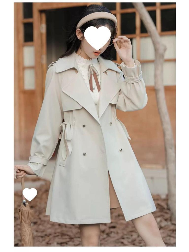 2025 Autumn Women's Petite French Trench Coat - British Style, Korean Version, Loose Fit