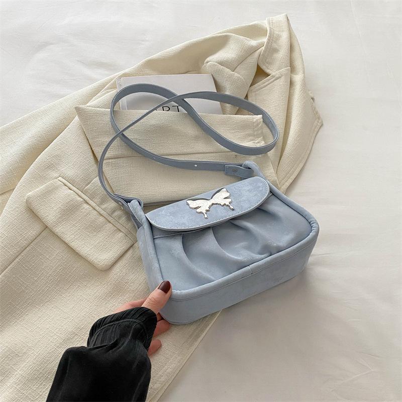 

Simple design casual underarm bag women s 2024 spring and summer beautiful personality fashion small square bag texture shoulder messenger bag синій