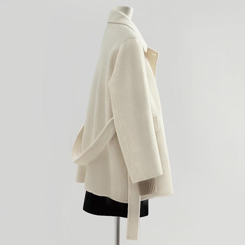 Women's Double-faced Wool Blend Lapel Winter Coat
