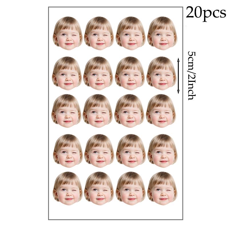 

Customized Personalized Face Sticker Birthday Wedding DIY Decor Paper Cake Toppers Banner Cute Pet Custom Stickers Pendant As Picture