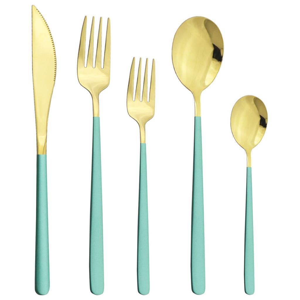 5Pcs Purple Dinnerware Set 18/10 Stainless Steel Cutlery Set Knife Dessert Fork Spoon Silverware Set Kitchen Party Tableware Set