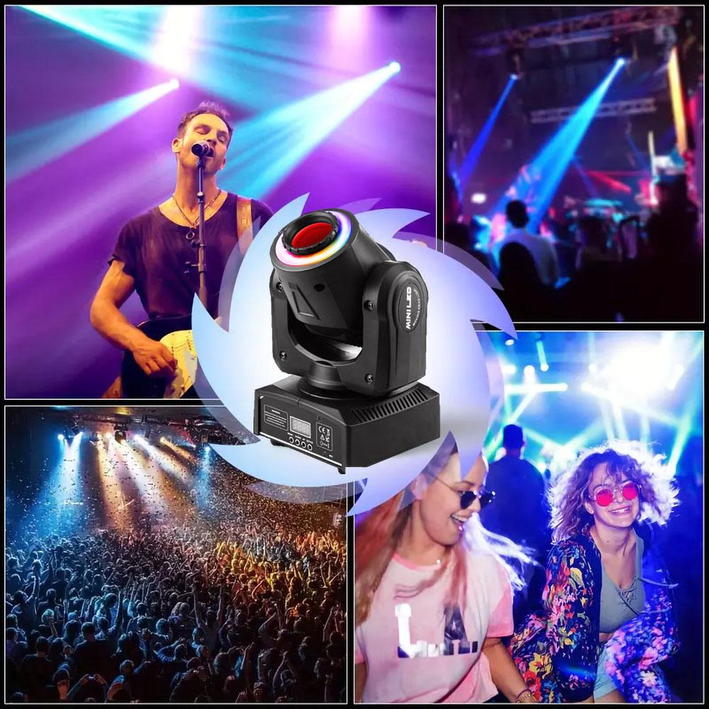 80W Moving Head Stage Light DMX512 Control 8*8 Gobo Spotlight Home Party Ambient Light Disco Ballroom Wedding Mini Gobos