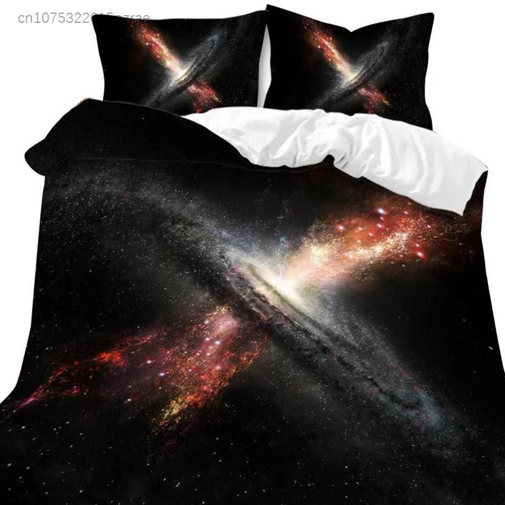Universe Duvet Cover Galaxy Planet Comforter Cover Universe Outer Space Quilt Cover 3D Starry Sky Series Polyester Bedding Set