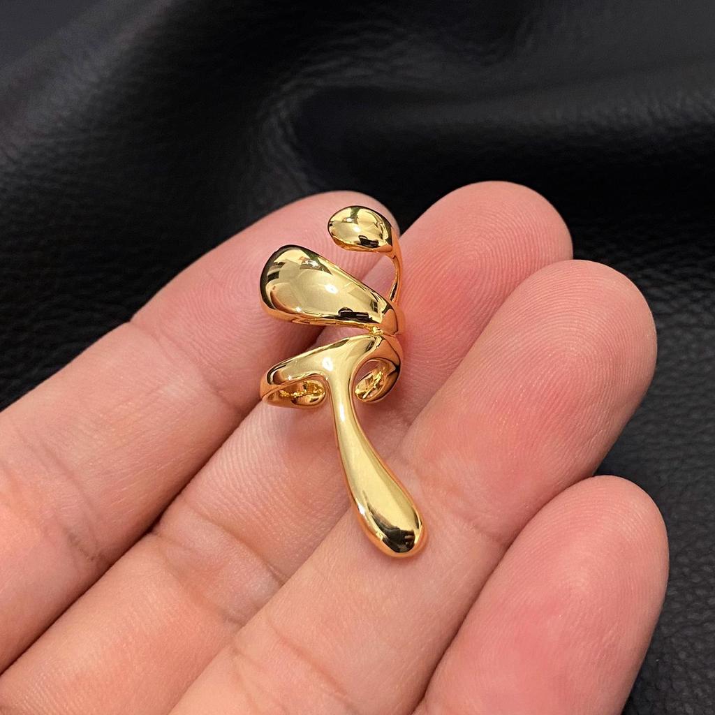 18K Gold Plated Geometric Ear Cuff - No Piercing, French Style, Right Ear Earring for Women