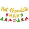 Hot Chocolate Bar Banner Merry Chritmas Decoration Hot Cocoa Backdrop Nativity Garland Jesus God Snowman Snowflke Santa Religious Holiday Theme Party