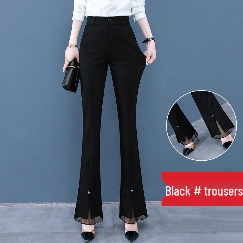 Specht Damen Schlaghose mit hohem Bund und Schlitz - Fleecegefüttert, Petite, Freizeitanzug, Schwarz für Frühling & Herbst