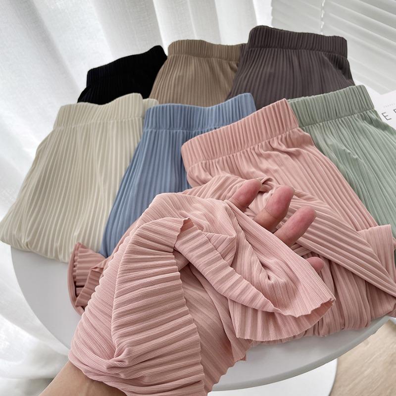 Women's Summer Ice Silk Thin Cold New Drape Casual Versatile Loose Pleated Knitted Mopping