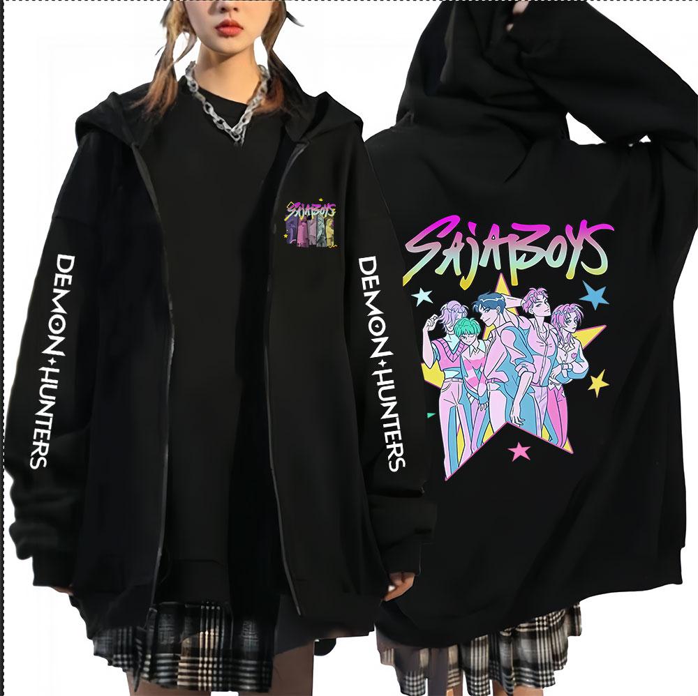 K-pop Saja Boys Demon Hunters Movie Zip Up Hoodie Men Women Harajuku High Quality Fans Gift Oversized Zipper Hoodies Jacket