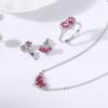 Love Colored Treasure Ring Women'S Jewelry Set, Heart Necklace Earrings Jewelry Set Multi-Color Optional