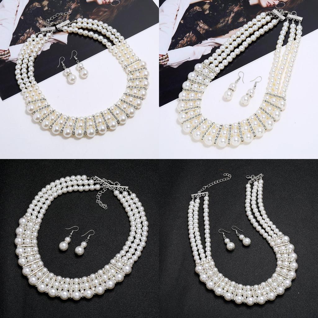 Handmade Geometric Pearl Necklace Alloy Pendant Women Summer Fashion Jewelry Set