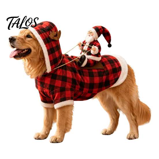 Funny Santa Claus Pet Suit Rider Dog Costume, Christmas Outfit with Adjustable Closure, Riding Costume Holiday Apparel for Puppies Small Large