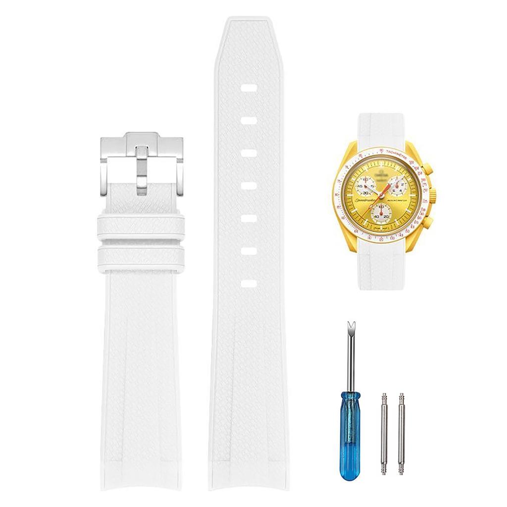 20mm Watch Band for and Rubber Watch Band with Silicone Waterproof and Includes Adjustment Tool and Spring Omega, Swatch, MoonSwatch, Omega,