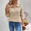 TEMU Women's European Autumn/Winter 2026 Solid Color Half-Zip Lapel Knit Sweater