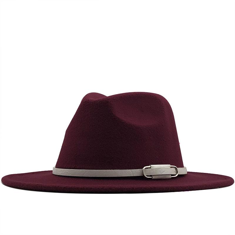 2020 New Sell Women Men Wool Felt Trilby Hats Belt Decor Retro Bowler Hat Panama Style Jazz Fedora Hats L/XL
