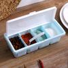 4 Grids Salt Pepper Seasoning Box Transparent Lid Spice Jar Chili Powder Sugar Bowl Condiments Storage Container Kitchen Gadgets