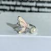 Dopamine Colorful Enamel Flower Butterfly Open Ring Mori Sweet Girly Style Inlaid Zircon Niche Light‑Luxury Adjustable Stackable Decorative Ring