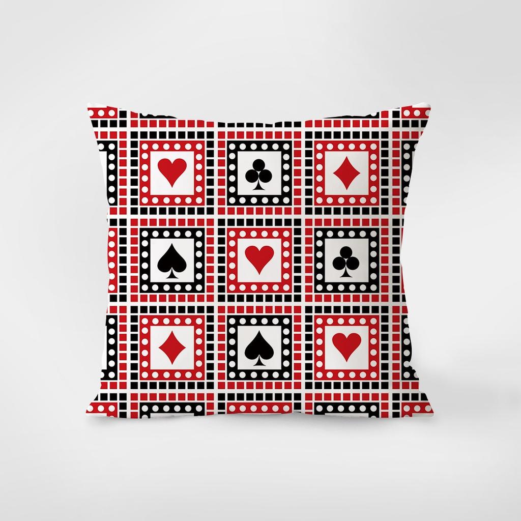 Playing Card Pattern Decorative Pillowcase Bedroom Living Room Square Cushion Pillowcase
