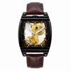Reloj Mecánico Automático Transparente Hombre Steampunk Esqueleto Engranaje de Lujo Cuerda Automática Cuero Relojes de Hombre Montre Homme