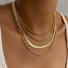 Double-Layer Stacked Snake Bone Chain Necklace For Women'S High-End Light Luxury Retro Gold Neck Chain