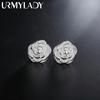 Fine Flower Bud 925 Sterling Silver Earring Stud For Women Fashion Classic Party Wedding Jewelry