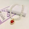 Luxury Pearl Pet Collar Pet Cat Dog Collar Love Pendant Pet Supplies Love Crystal Collars Kitten Collars Cat Necklace