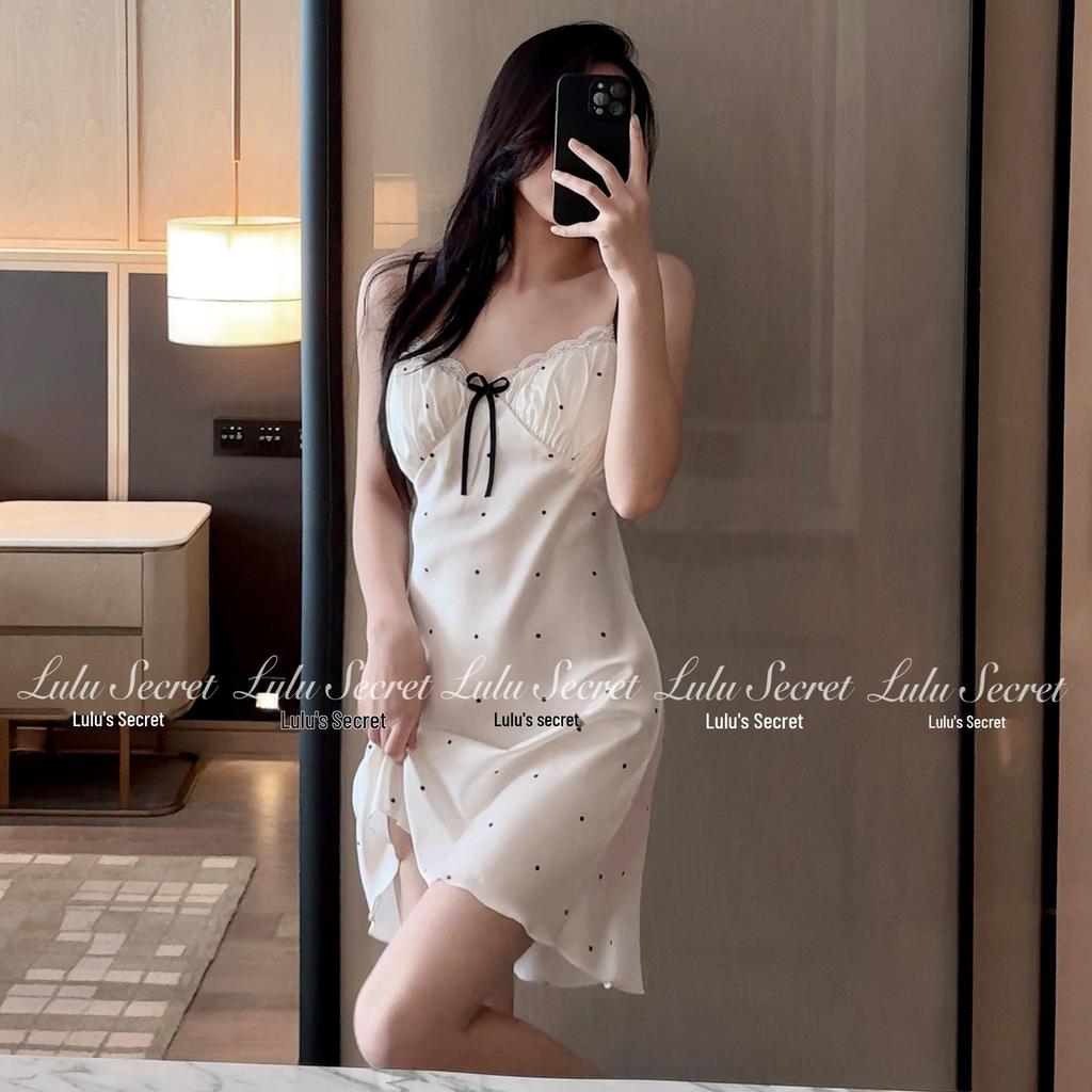 Women's Ice Silk Summer Sling Nightdress with Chest Pad - Pure Desire Style Pajamas.