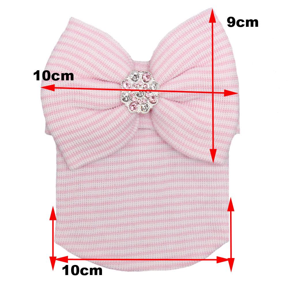 Cute Kawaii Bow Newborn Hat Baby Hats Nursery Hospital Beanie Cap Solid Color Striped Infant Hat Soft Turban Hats for Baby Girls