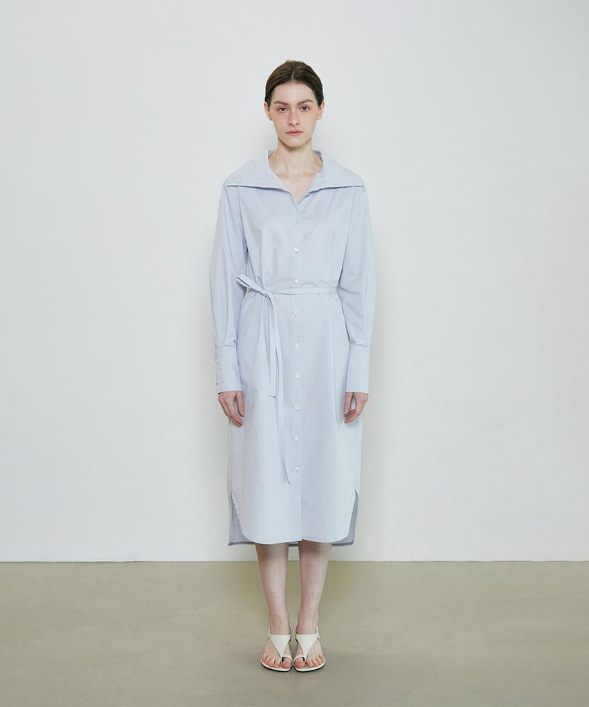 Supaeg Pima Cotton Shirt Dress _ Ivory, Sky Blue, Black