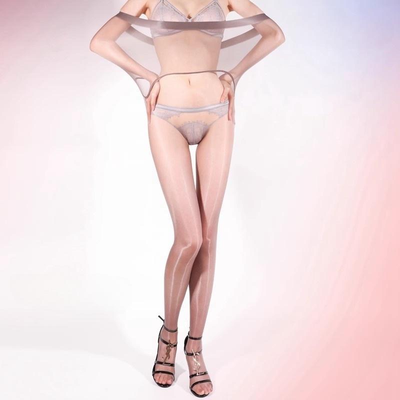 Large Size High Waist Seamless Crotch Tights 5D Ultra Thin Transparent Pantyhose Women Sexy Oil Shiny Pole Dance Clubwear