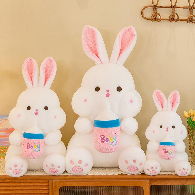 New Bottle Rabbit Doll Plush Toy Cute Little Rabbit Doll Rag Doll Children's Doll Birthday Gift