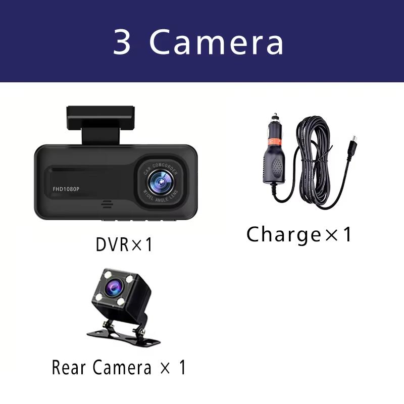 3 kamera Auto DVR 1080P Dash Cam Innenraum Kabine Mini Fahrzeug Drei Weg Kanal DVRs Recorder Video Registrator Dashcam Camcorder