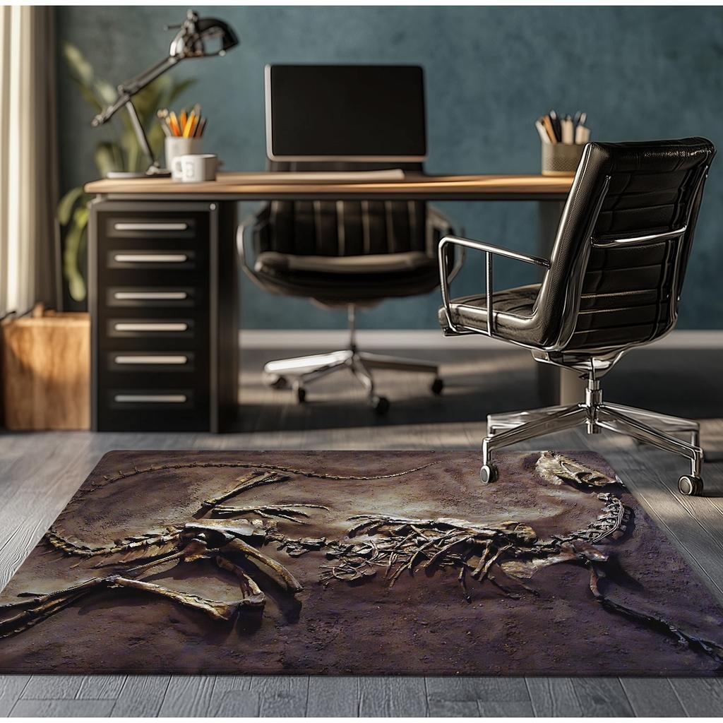 Dinosaur fossil excavation scene rug for kids room science educationdecor prehistoric animal print floor mat soft crystal velvet