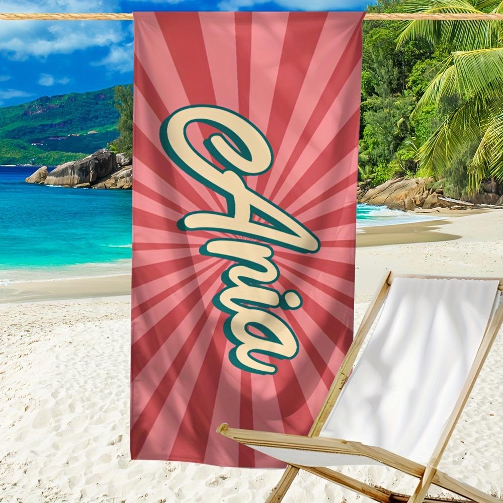 Personalized Striped Beach Towel Custom Name/Logo Microfiber Towel Thin Quick Dry Absorbent for Beach Swimming Yoga Bath Sports
