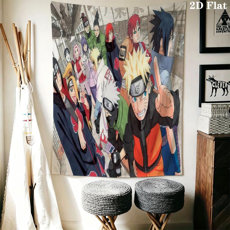 Naruto Team Battle Wall Tapestry Aesthetic Wall Hanging Printed Fabric Blanket Decorative Tapestries For Bedroom Living Room Home Decor