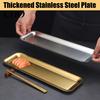 Gouden Roestvrij Staal Plaat Rechthoekig BBQ Koreaanse Stijl Braadpan voor Eettafel Dienblad Vlees Snack Dessert Sushi Schaal Huis Keuken En Metaal