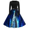 Women's Fashion Casual Round Neck Christmas Print Long Sleeve Dress