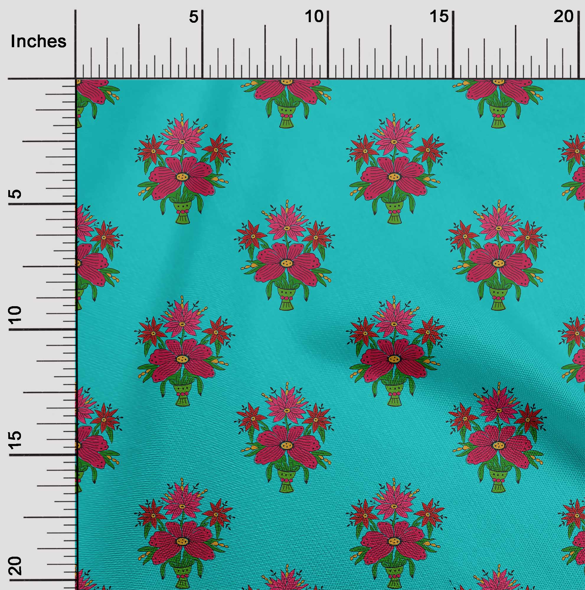 

OneOone Cotton Flex Тканина з листям і квітковим принтом 1 ярд 40 дюймів 42 Inch - Viscose Chiffon зелений