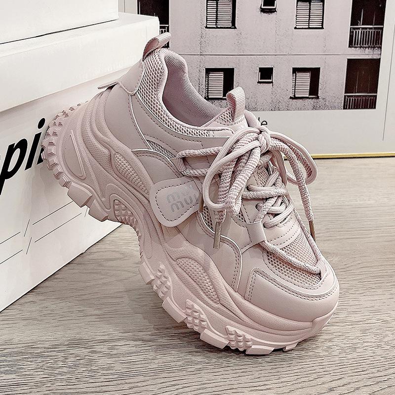 

Платформенные кроссовки dad shoes женские 2025 новые популярные кроссовки на платформе, детская обувь, универсальные розовые нескользящие женские кроссовки 40 розовый