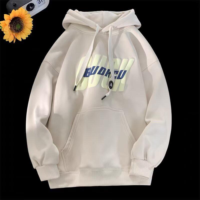 Men s Wine Red Fleece-Lined Hoodie: Trendy Autumn/Winter Youth Casual Jacket 2XL