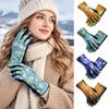 Oil Painting Print Touch Screen Gloves Thick Fleece Lining Art Printed Gloves  Retro Opera