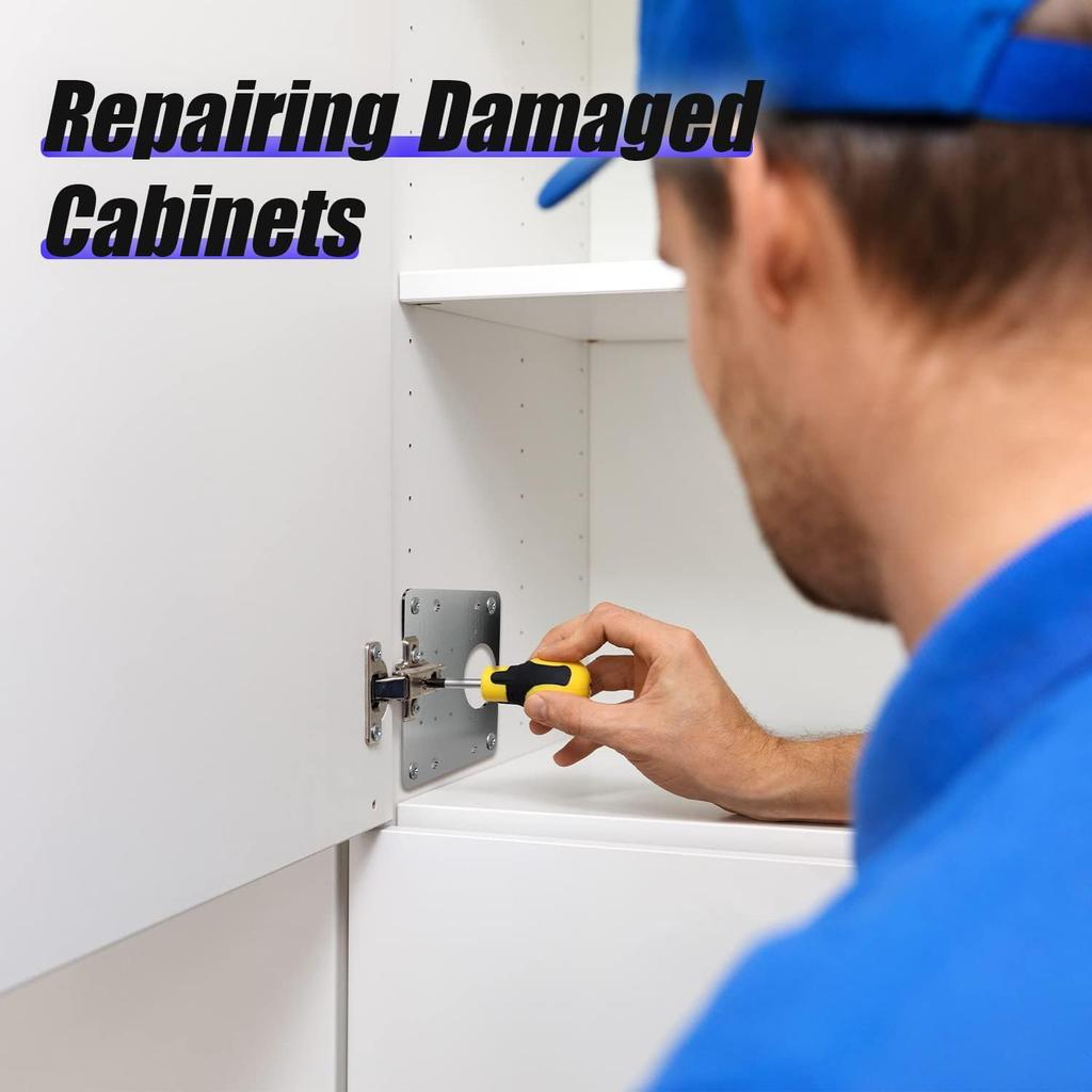 Kitchen Cabinet Door Hinges Repair Plate Hinges Mounting Plate with Screws Flat Fixing Brackets Furniture Hardware Tools
