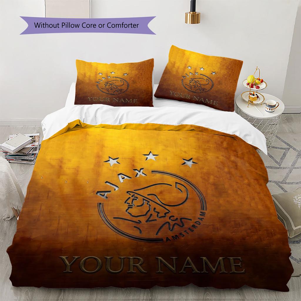 AFC Ajax Custom Name Pattern Bedding,Quilt Set Quilt Cover Pillowcase Home Birthday Gift(1 * Duvet Cover + 2 * Pillowcase, Without Core)