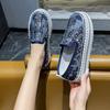 New Large-sized Rhinestone Shallow Opening Loafers, Thick-soled Lazy Shoes for One Foot