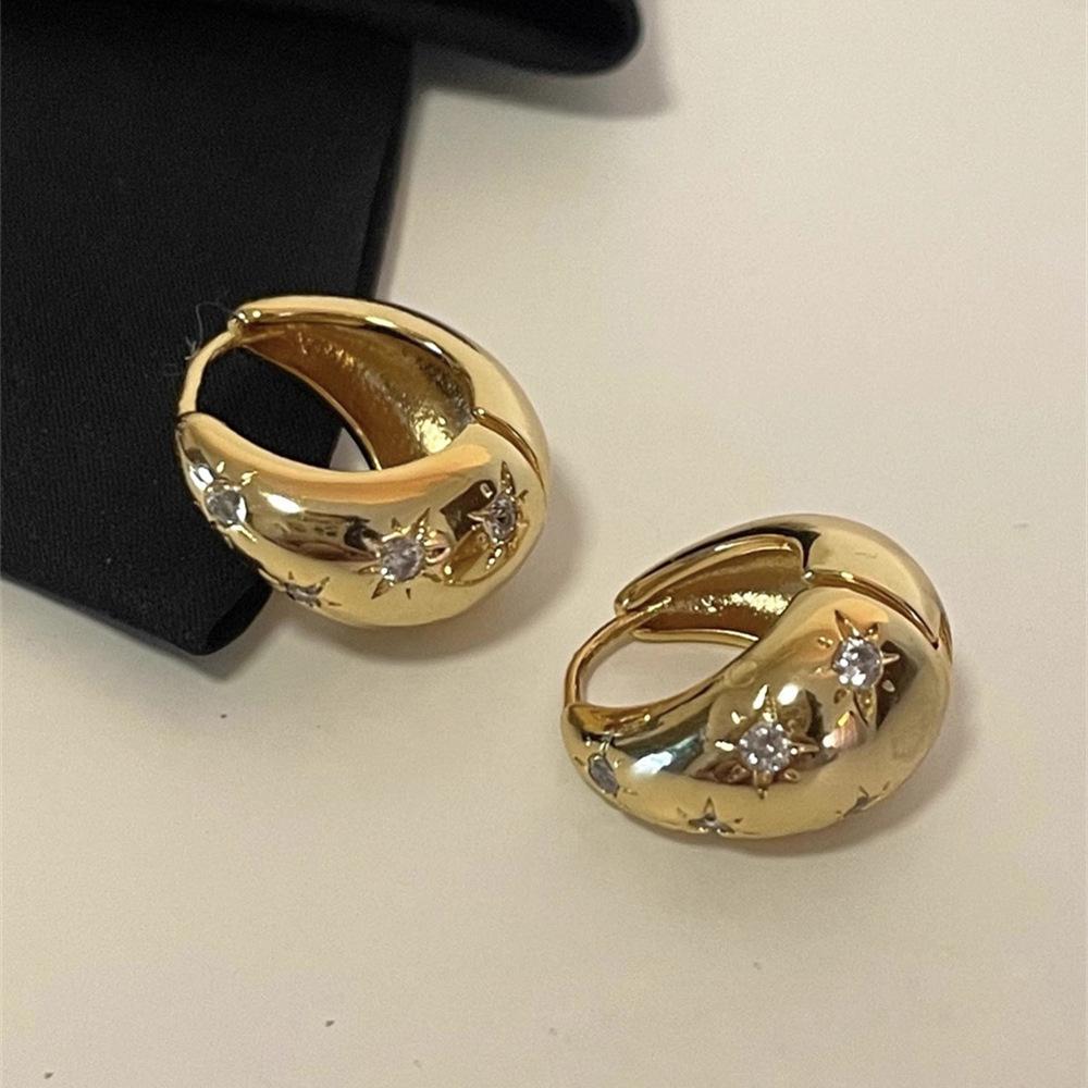 Hexagram water drop earrings niche design earrings circle temperament versatile stud earrings tide