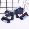 3-6 Years Thicken Kids Knitted Gloves Flip-Open Fingerless Gloves Winter Warm Mittens  for Baby Kids