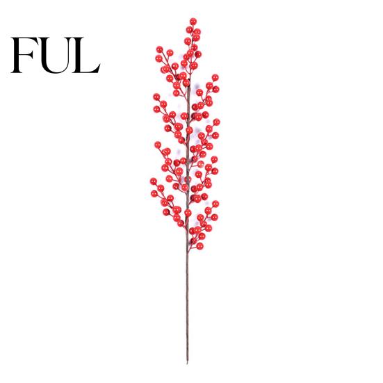 Artificial Holly Berry Branches Red Stems, Christmas Picks for Tree Decor, Realistic Stems Faux Winter Floral Decor Wreath Vase Indoor Home
