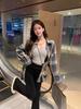 American Retro Plaid Long Sleeve Shirt Jacket for Women - Small Size, Spring/Autumn 2024