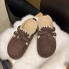 Super fire embroidered bottom Birkenstocks women's autumn and winter new bag head half slippers, wearing versatile cotton slippers
