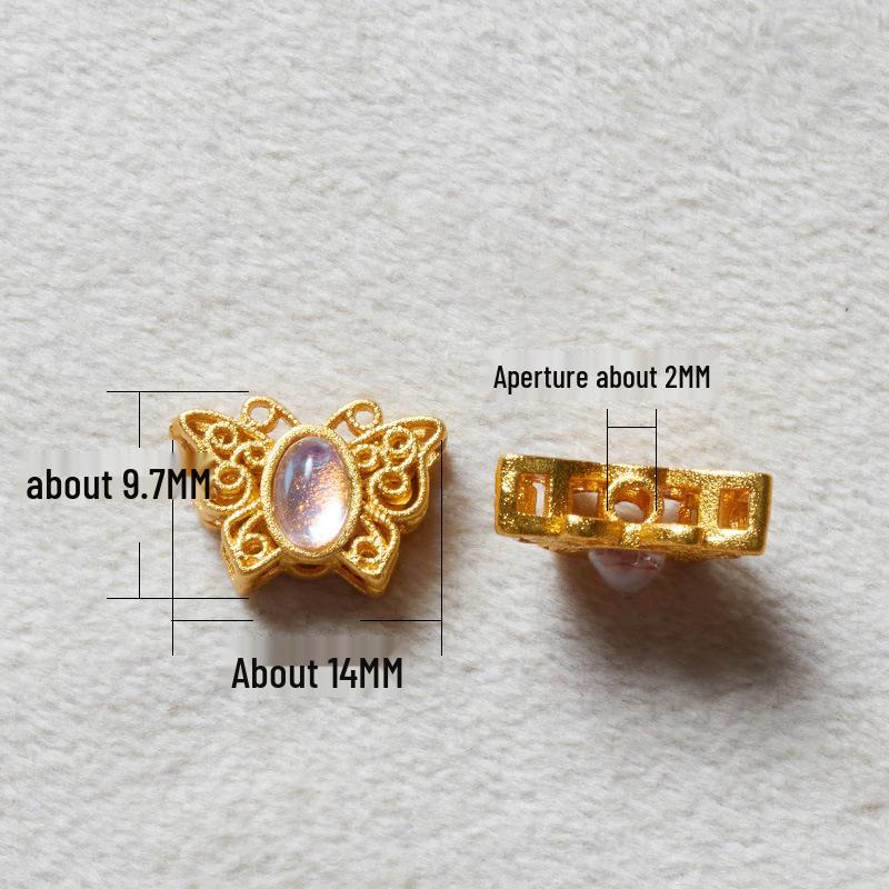 

Gold-Plated Copper Inlaid Cat s Eye Butterfly Spacer Beads for DIY Jewelry Making
