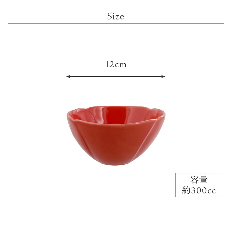 EAST table Small bowl 12cm Red and white Flower Red Made in Japan Microwave safe Dishwasher safe Japanese tableware Serving plate 31-011-01